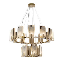 Carrara Marble Round 2-Tier Chandelier