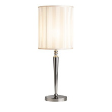 Silver Finish Metal With White Fabric Lampshade Tall Table Lamp