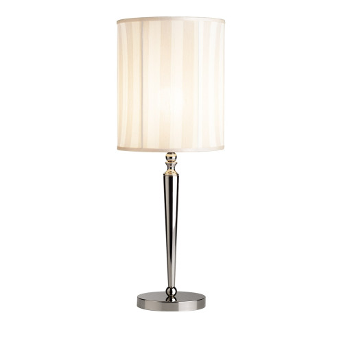 Silver Finish Metal With White Fabric Lampshade Tall Table Lamp