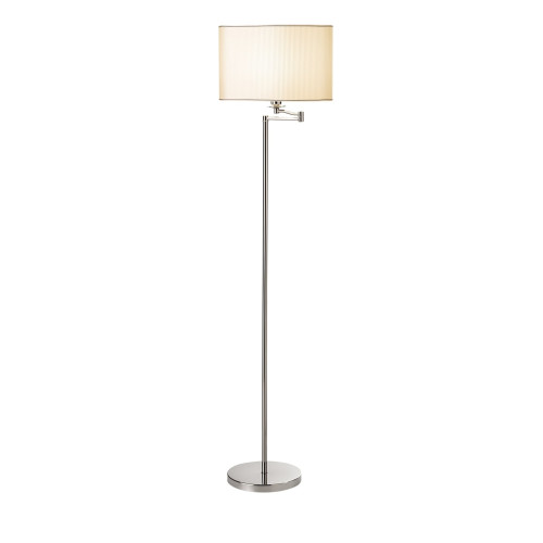 Stylo Silver Metal With White Fabric Lampshade Floor Lamp