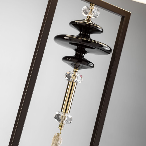 Black and White Calacatta Marble Floor Lamp with Pendant