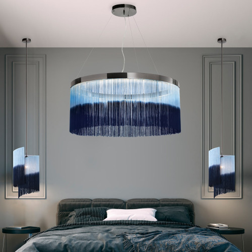 Fringes Large Blue Chandelier