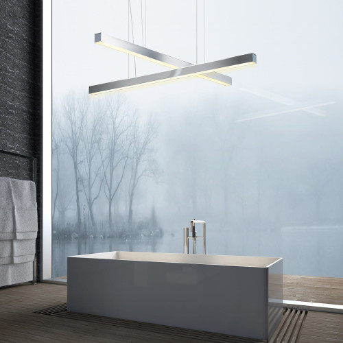 Medium Metal Bar Silvery Pendant Lamp