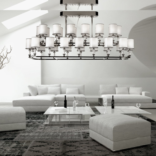 Metal and Crystal Chandelier