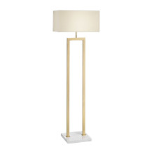 Bridge Carrara Marble and Brass Floor Lamp