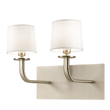 Brushed Metal & white fabric lampshades 2-lights Wall lamp