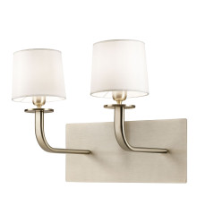 Brushed Metal & white fabric lampshades 2-lights Wall lamp