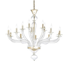 Clear 15-Light Murano Glass Chandelier