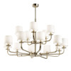 Elegant brushed gold metal & white fabric lampshades Chandelier