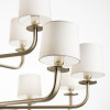 Elegant brushed gold metal & white fabric lampshades Chandelier