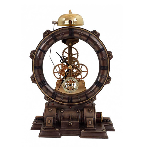 Steampunk Ticking Clock SR77027 - Hand-Finished Bronzed Resin Statue