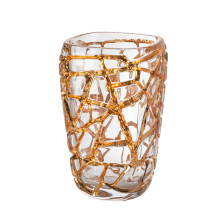 Magnitude large vase with pink gold leaves  10862800