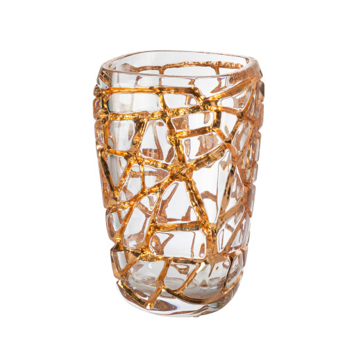 Magnitude large vase with pink gold leaves  10862800