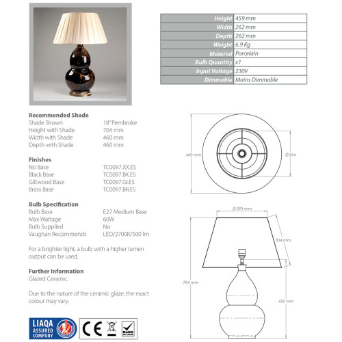 Gourd Vase Table Lamp TC0097.BR Tortoiseshell