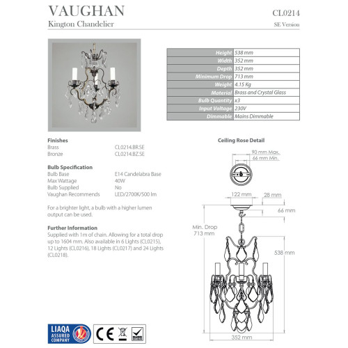 Kington Chandelier by Vaughan